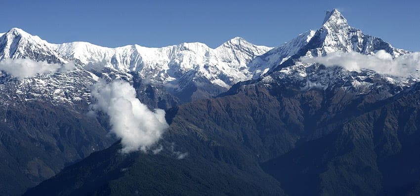 Trekking below Machhapuchhre